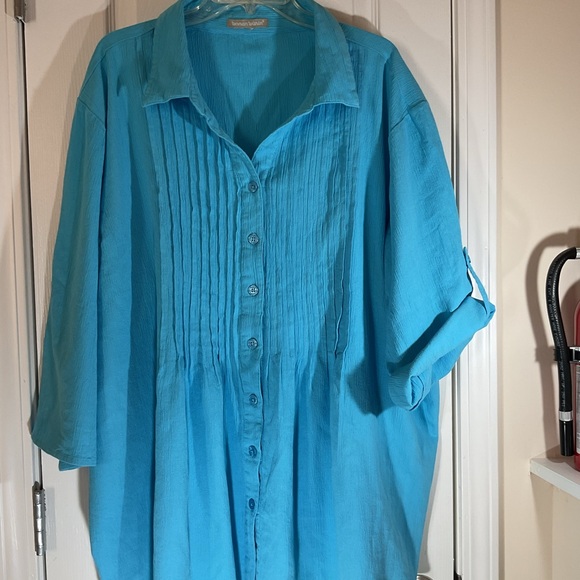 Woman Within Blue Tunic Top New classic comfort - Picture 1 of 9
